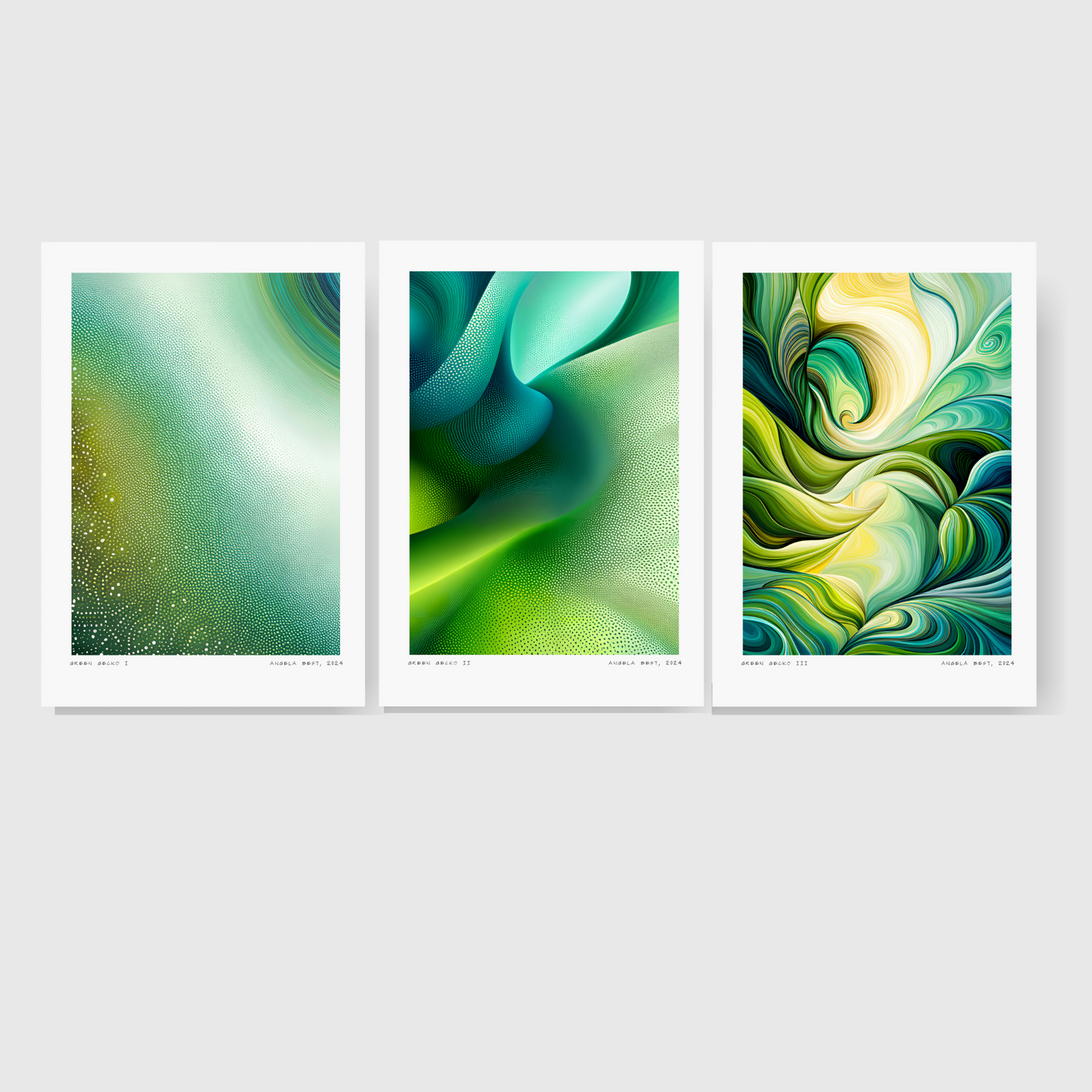 Green Gecko III - Set of Three Prints