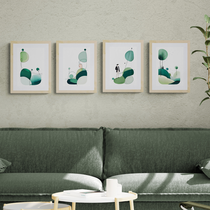 Green Scape - Set of Four Prints