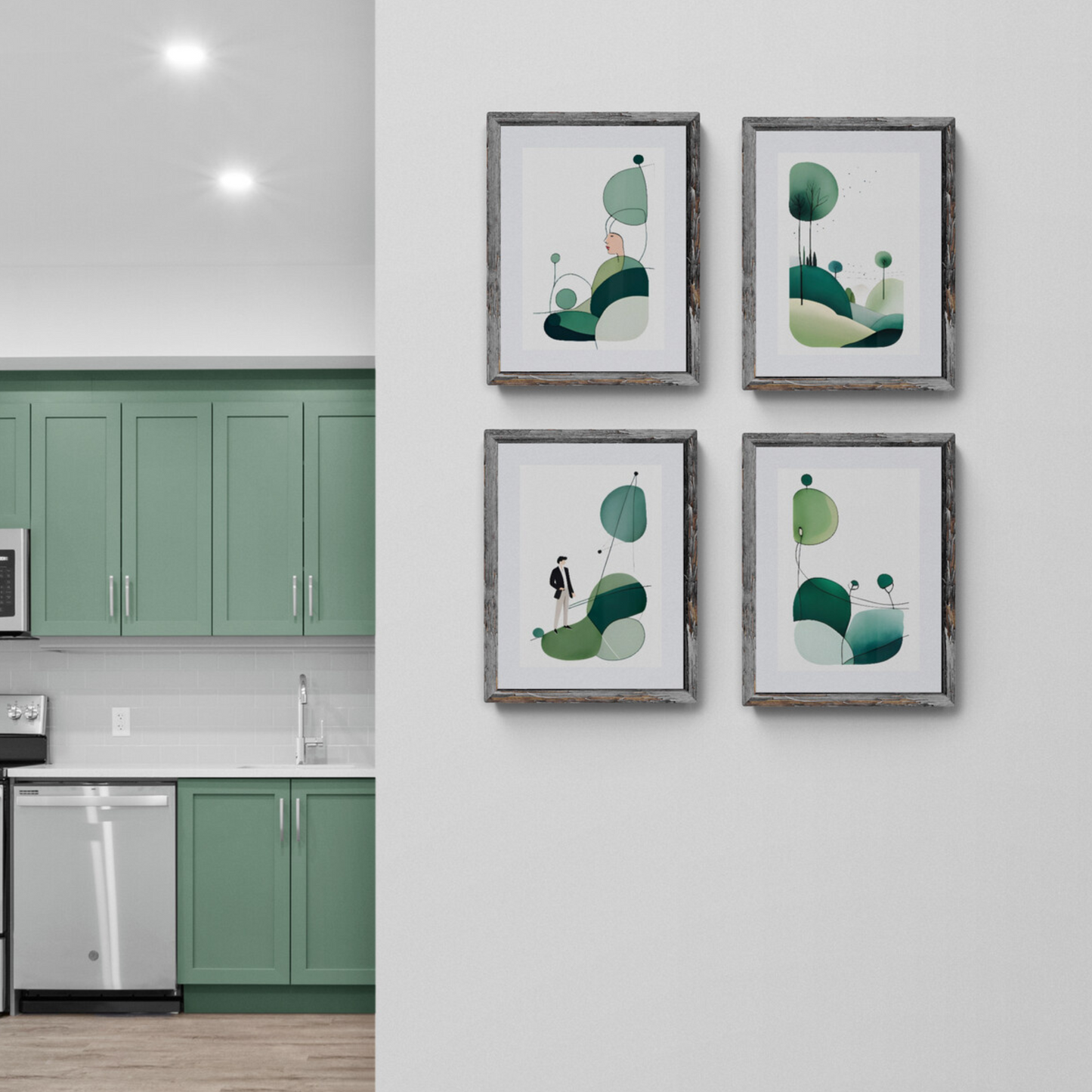 Green Scape - Set of Four Prints