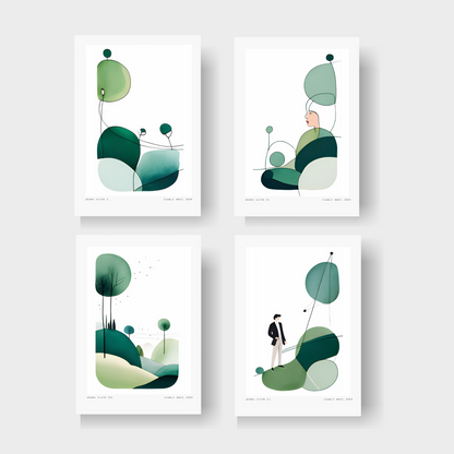 Green Scape - Set of Four Prints